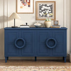 Buffet avec poignées rondes, meuble de rangement en bois avec étagère réglable, console avec 4 portes