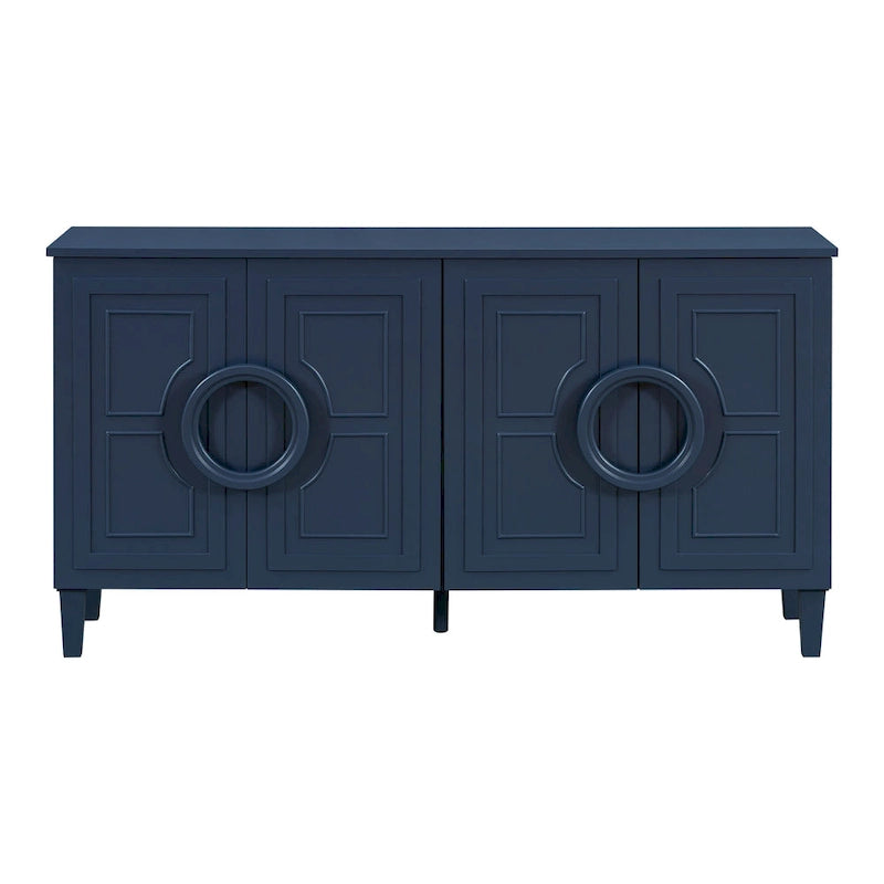 Buffet avec poignées rondes, meuble de rangement en bois avec étagère réglable, console avec 4 portes