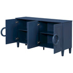 Buffet avec poignées rondes, meuble de rangement en bois avec étagère réglable, console avec 4 portes