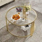 Table basse moderne Black Mirror avec finition dorée et étagère inférieure
