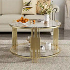 Table basse moderne Black Mirror avec finition dorée et étagère inférieure