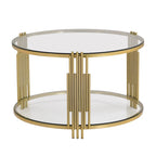 Table basse moderne Black Mirror avec finition dorée et étagère inférieure