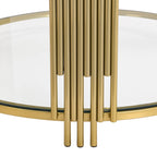 Table basse moderne Black Mirror avec finition dorée et étagère inférieure