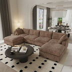 Canapé sectionnel modulaire en U 6 places, grand canapé moelleux et confortable avec plusieurs coussins