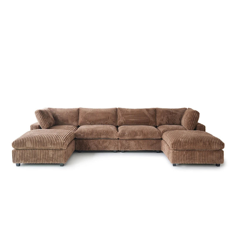 Canapé sectionnel modulaire en U 6 places, grand canapé moelleux et confortable avec plusieurs coussins