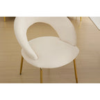 Chaises de salle à manger d'appoint en velours avec dossier incurvé et pieds en métal doré - Capacité de 113 kg
