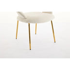 Chaises de salle à manger d'appoint en velours avec dossier incurvé et pieds en métal doré - Capacité de 113 kg