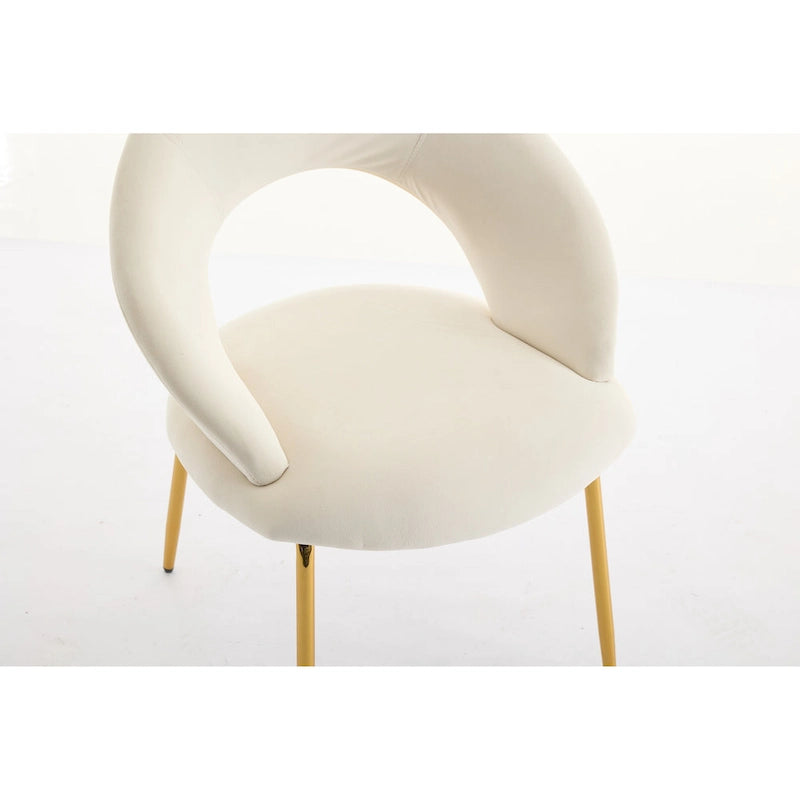 Chaises de salle à manger d'appoint en velours avec dossier incurvé et pieds en métal doré - Capacité de 113 kg