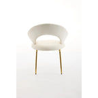 Chaises de salle à manger d'appoint en velours avec dossier incurvé et pieds en métal doré - Capacité de 113 kg