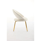 Chaises de salle à manger d'appoint en velours avec dossier incurvé et pieds en métal doré - Capacité de 113 kg
