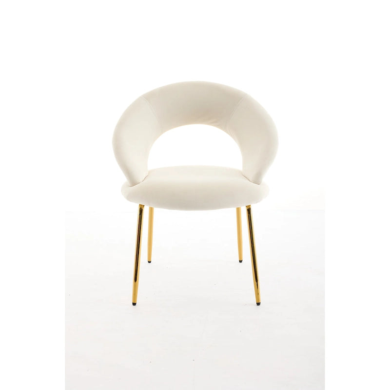 Chaises de salle à manger d'appoint en velours avec dossier incurvé et pieds en métal doré - Capacité de 113 kg