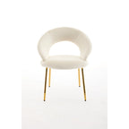 Chaises de salle à manger d'appoint en velours avec dossier incurvé et pieds en métal doré - Capacité de 113 kg
