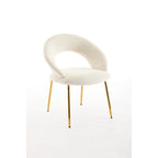 Chaises de salle à manger d'appoint en velours avec dossier incurvé et pieds en métal doré - Capacité de 113 kg