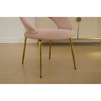 Chaises de salle à manger d'appoint en velours avec dossier incurvé et pieds en métal doré - Capacité de 113 kg