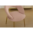 Chaises de salle à manger d'appoint en velours avec dossier incurvé et pieds en métal doré - Capacité de 113 kg