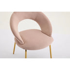 Chaises de salle à manger d'appoint en velours avec dossier incurvé et pieds en métal doré - Capacité de 113 kg