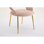 Chaises de salle à manger d'appoint en velours avec dossier incurvé et pieds en métal doré - Capacité de 113 kg