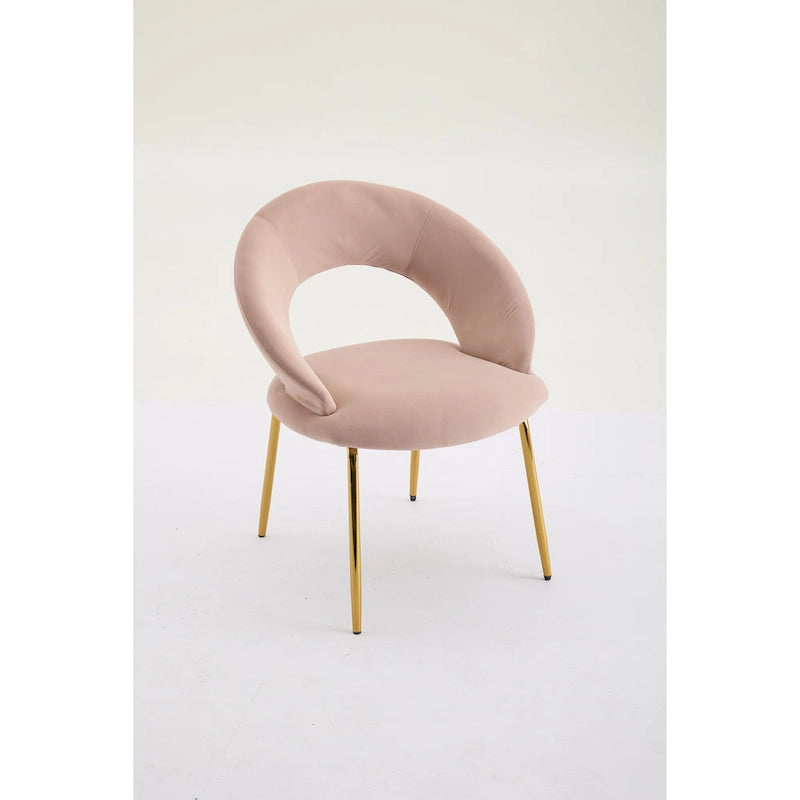 Chaises de salle à manger d'appoint en velours avec dossier incurvé et pieds en métal doré - Capacité de 113 kg