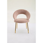 Chaises de salle à manger d'appoint en velours avec dossier incurvé et pieds en métal doré - Capacité de 113 kg