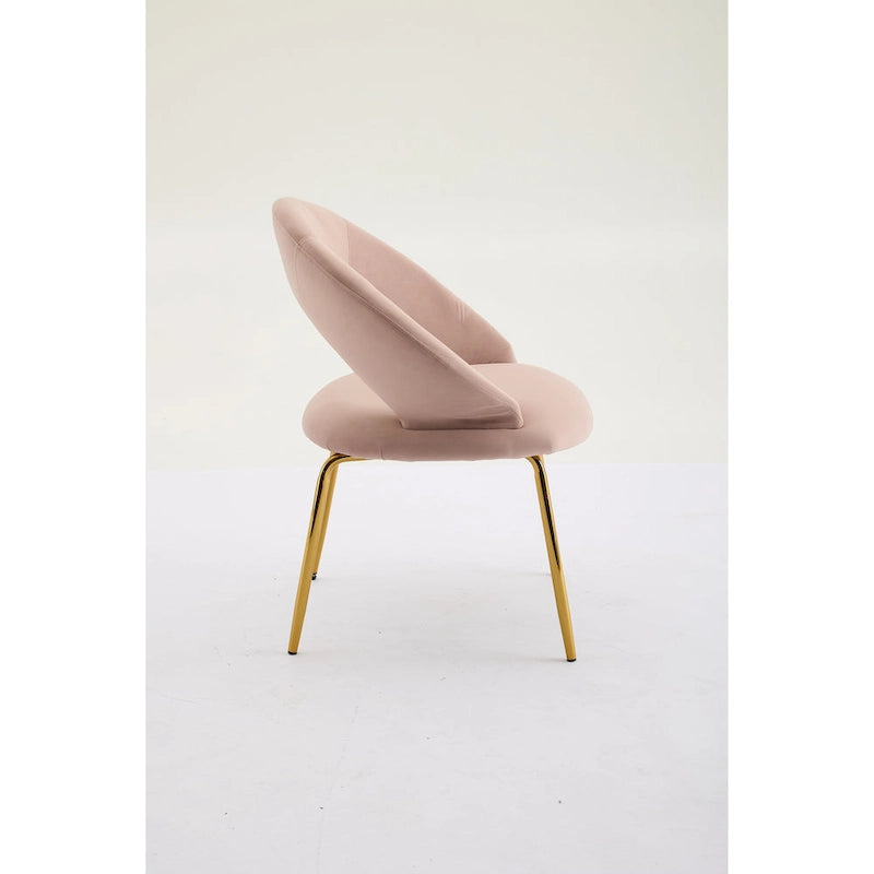 Chaises de salle à manger d'appoint en velours avec dossier incurvé et pieds en métal doré - Capacité de 113 kg