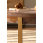 Table basse ronde moderne rétro à empiècements avec pieds croisés