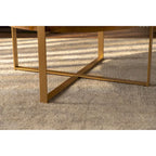 Table basse ronde moderne rétro à empiècements avec pieds croisés