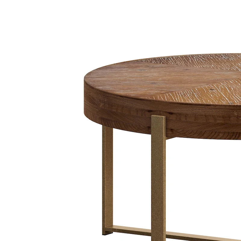 Table basse ronde moderne rétro à empiècements avec pieds croisés