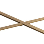 Table basse ronde moderne rétro à empiècements avec pieds croisés