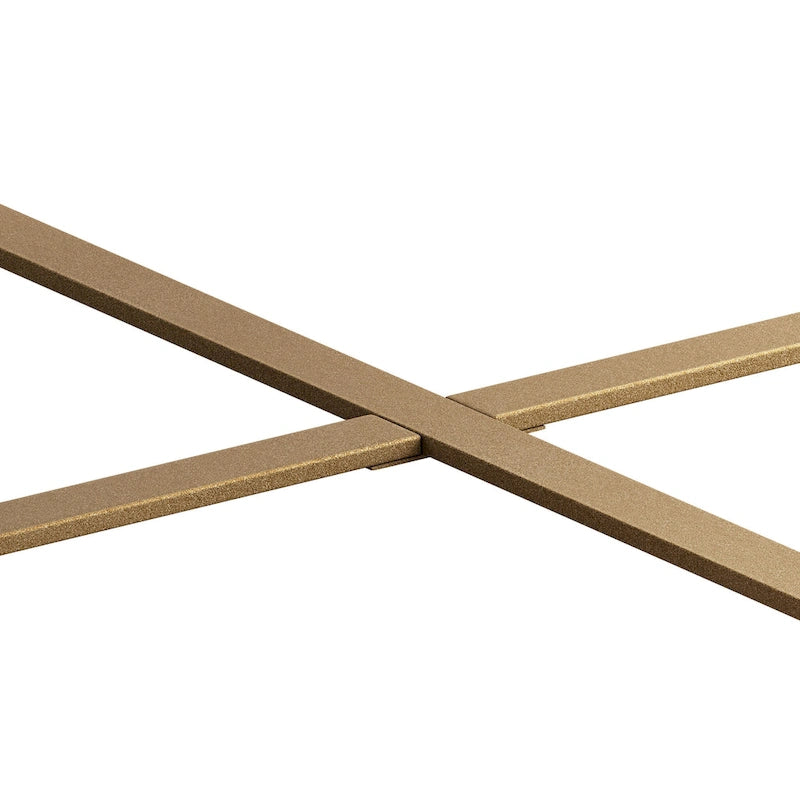 Table basse ronde moderne rétro à empiècements avec pieds croisés