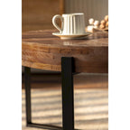 Table basse ronde moderne rétro à empiècements avec pieds croisés