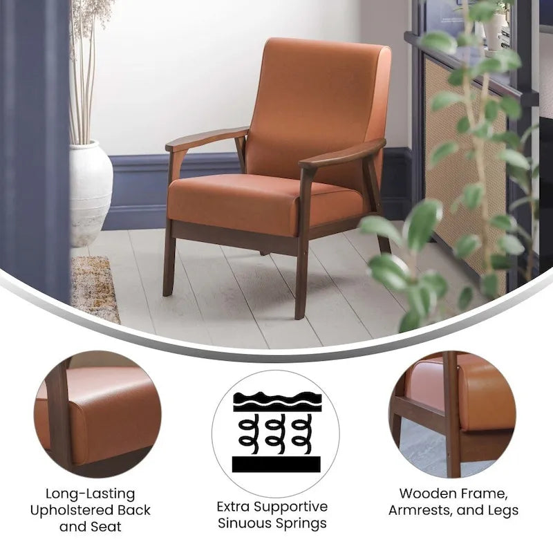 Fauteuil de style Mid-Century Modern avec structure et accoudoirs en bois