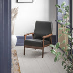 Fauteuil de style Mid-Century Modern avec structure et accoudoirs en bois