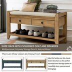 Banc de rangement multifonctionnel avec porte-chaussures, assise rembourrée et tiroirs