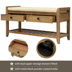 Banc de rangement multifonctionnel avec porte-chaussures, assise rembourrée et tiroirs
