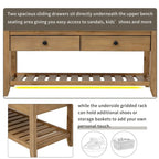Banc de rangement multifonctionnel avec porte-chaussures, assise rembourrée et tiroirs