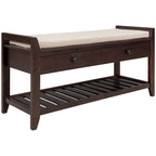 Banc de rangement multifonctionnel avec porte-chaussures, assise rembourrée et tiroirs