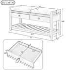 Banc de rangement multifonctionnel avec porte-chaussures, assise rembourrée et tiroirs