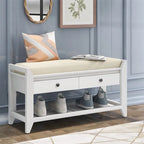 Banc de rangement multifonctionnel avec porte-chaussures, assise rembourrée et tiroirs