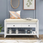 Banc de rangement multifonctionnel avec porte-chaussures, assise rembourrée et tiroirs