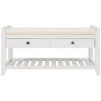 Banc de rangement multifonctionnel avec porte-chaussures, assise rembourrée et tiroirs