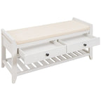 Banc de rangement multifonctionnel avec porte-chaussures, assise rembourrée et tiroirs