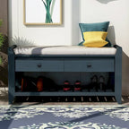 Banc de rangement multifonctionnel avec porte-chaussures, assise rembourrée et tiroirs