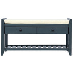 Banc de rangement multifonctionnel avec porte-chaussures, assise rembourrée et tiroirs