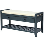 Banc de rangement multifonctionnel avec porte-chaussures, assise rembourrée et tiroirs