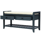Banc de rangement multifonctionnel avec porte-chaussures, assise rembourrée et tiroirs