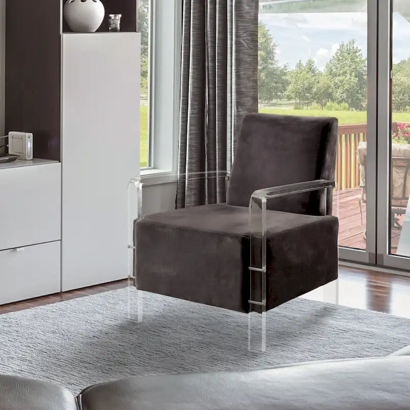 Fauteuil d'appoint contemporain en flanelle rembourrée d'automne