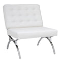 Fauteuil d'appoint du milieu du siècle Newel en cuir mélangé moderne et cadre en métal chromé