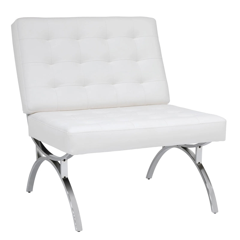 Fauteuil d'appoint du milieu du siècle Newel en cuir mélangé moderne et cadre en métal chromé