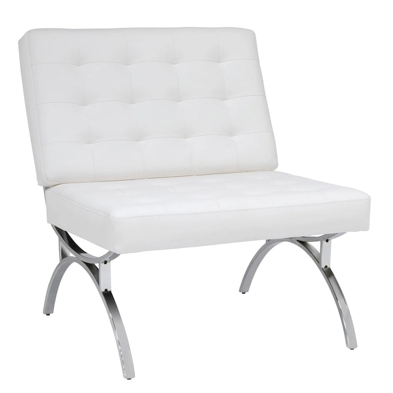 Fauteuil d'appoint du milieu du siècle Newel en cuir mélangé moderne et cadre en métal chromé