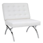 Fauteuil d'appoint du milieu du siècle Newel en cuir mélangé moderne et cadre en métal chromé